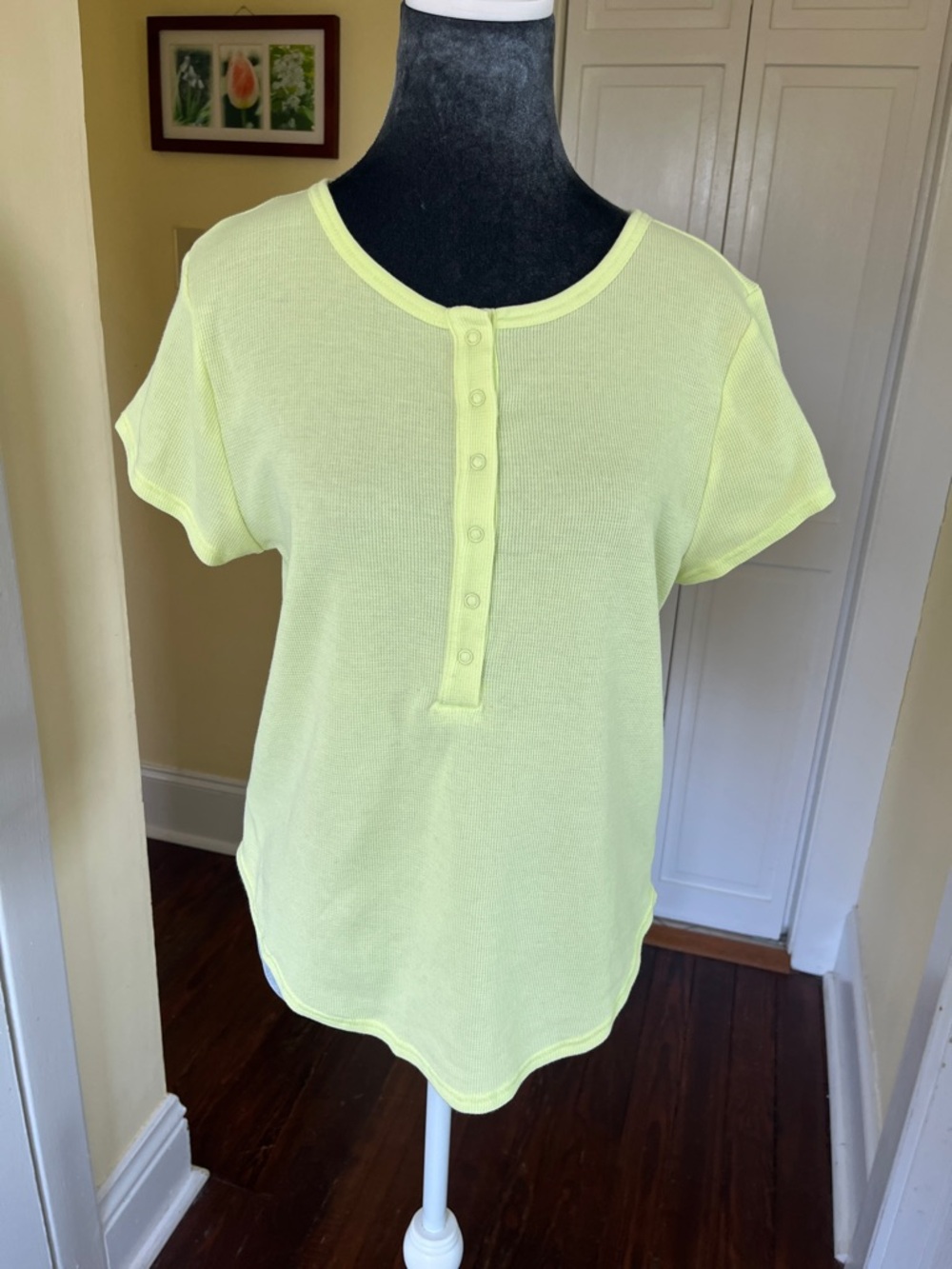 Old Navy Short-Sleeve Henley Top in Yellow